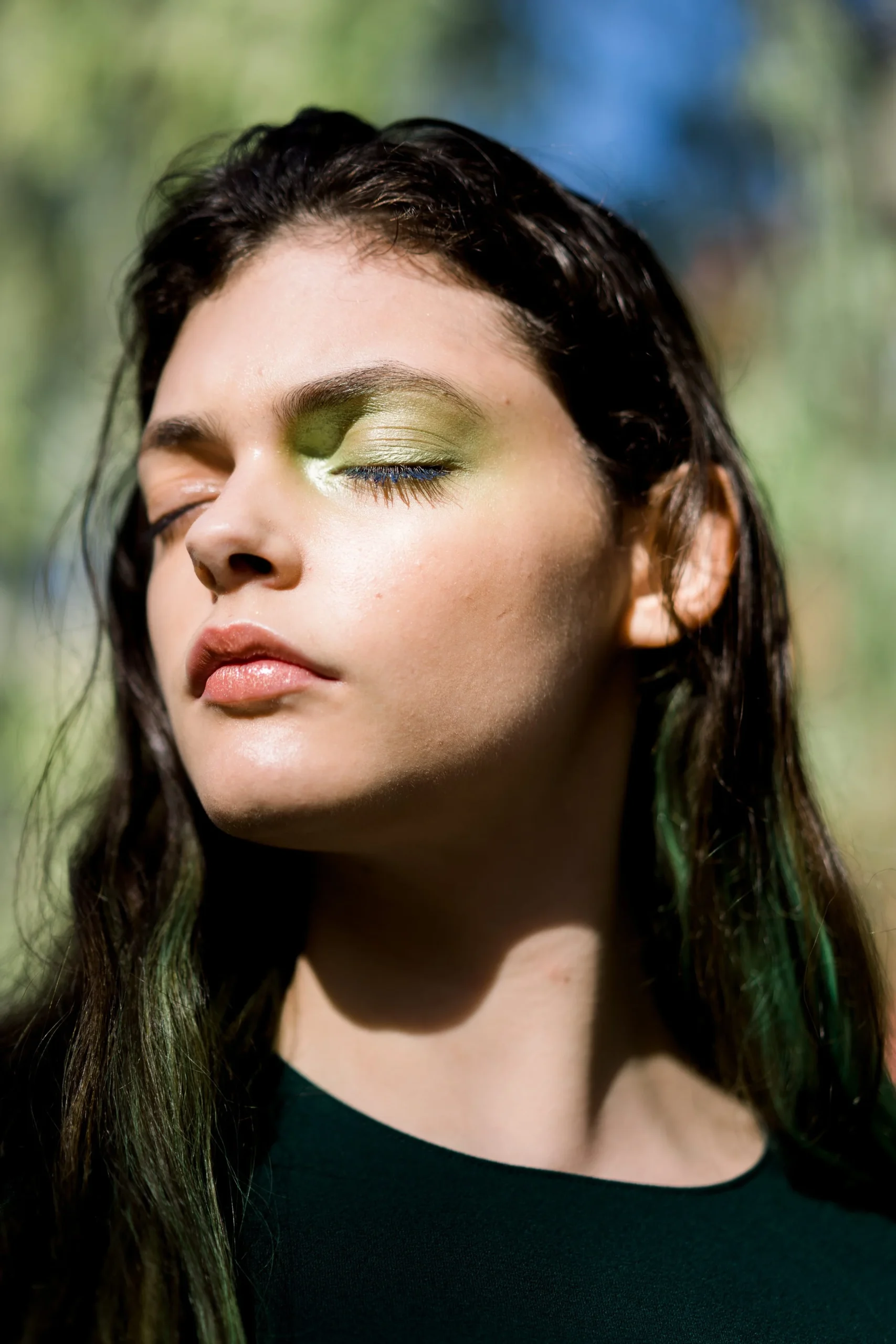 Modern Woman With Wet Hair In Sunlight